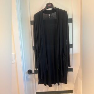 bobeau Modal Stretchy Lightweight Long Cardigan Duster Pockets Black XLP
